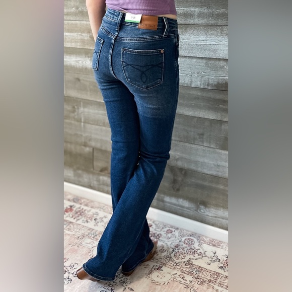 judy blue tummy control back pocket embroidered bootcut jeans long inseam 88786 - Picture 12 of 16